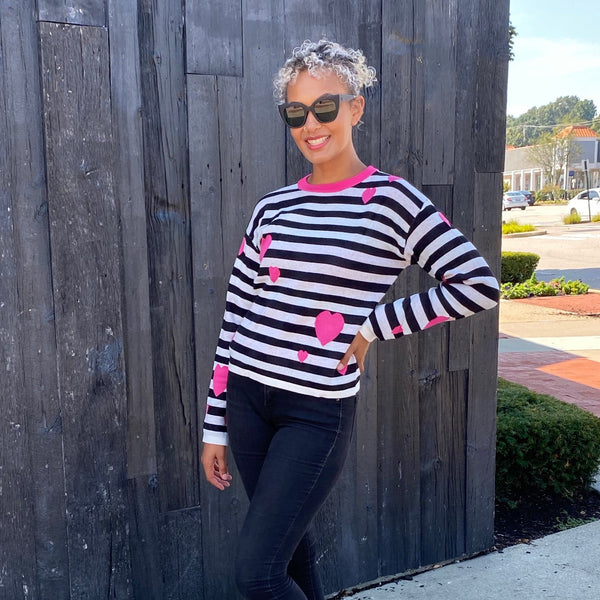 Black and pink top striped sweater