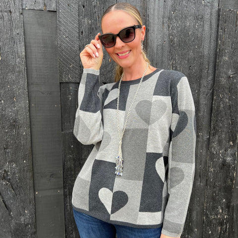 Patchwork Heart in Grey Heather