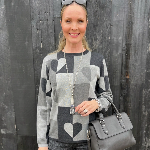 Patchwork Heart in Grey Heather