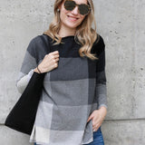 Our best selling Pixel pattern sweater is a soft cotton tunic in tonal shades of heather grey.  Details include a flattering boat neckline and side slit.  Roomy fit.  100% cotton Rib trims Fine gauge jacquard Machine wash cold, lay flat to dry.  Ladies tunic sweater plus size fashion